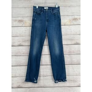 FRAME Denim Le Sylvie Crop Jeans Womens 28 Blue Medium Wash Distressed